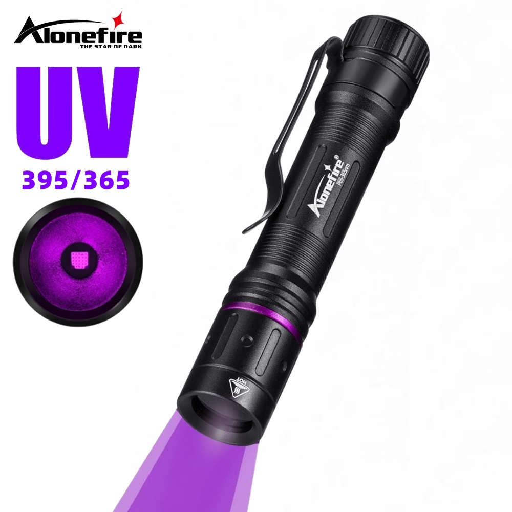 Alonefire P65 มินิแบบพกพาไฟฉาย Led UV 365nm/395nm 3W แสงอัลตราไวโอเลตตรวจสอบโคมไฟปัสสาวะสัตว์เลี้ยงค