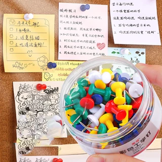 สีสัน Push Pin Barel ชุดพลาสติก Macaron Morandi Tacks Combo บาร์เรลหนาสําหรับ Office & DIY