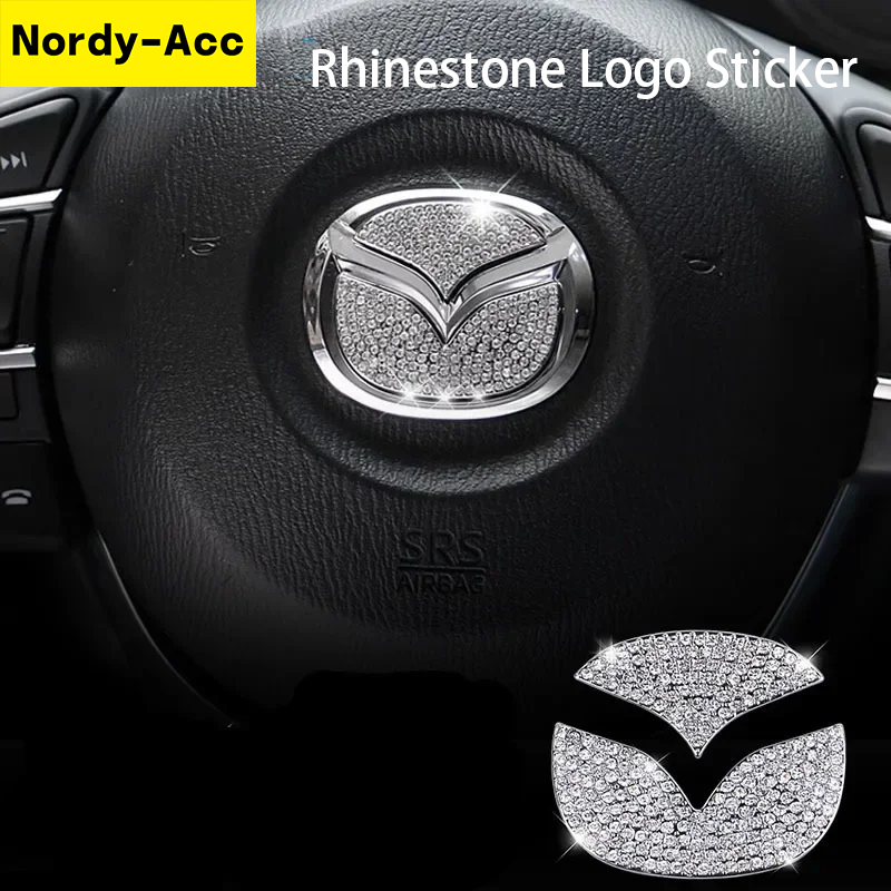 Mazda 3 6 2 Cx-3 Cx4 Cx5 Cx9 Cx3 Cx4 Cx-5 Cx-9 จัดแต่งทรงผมรถพวงมาลัยโลโก้เพชรโลโก้สติกเกอร์รถอุปกรณ