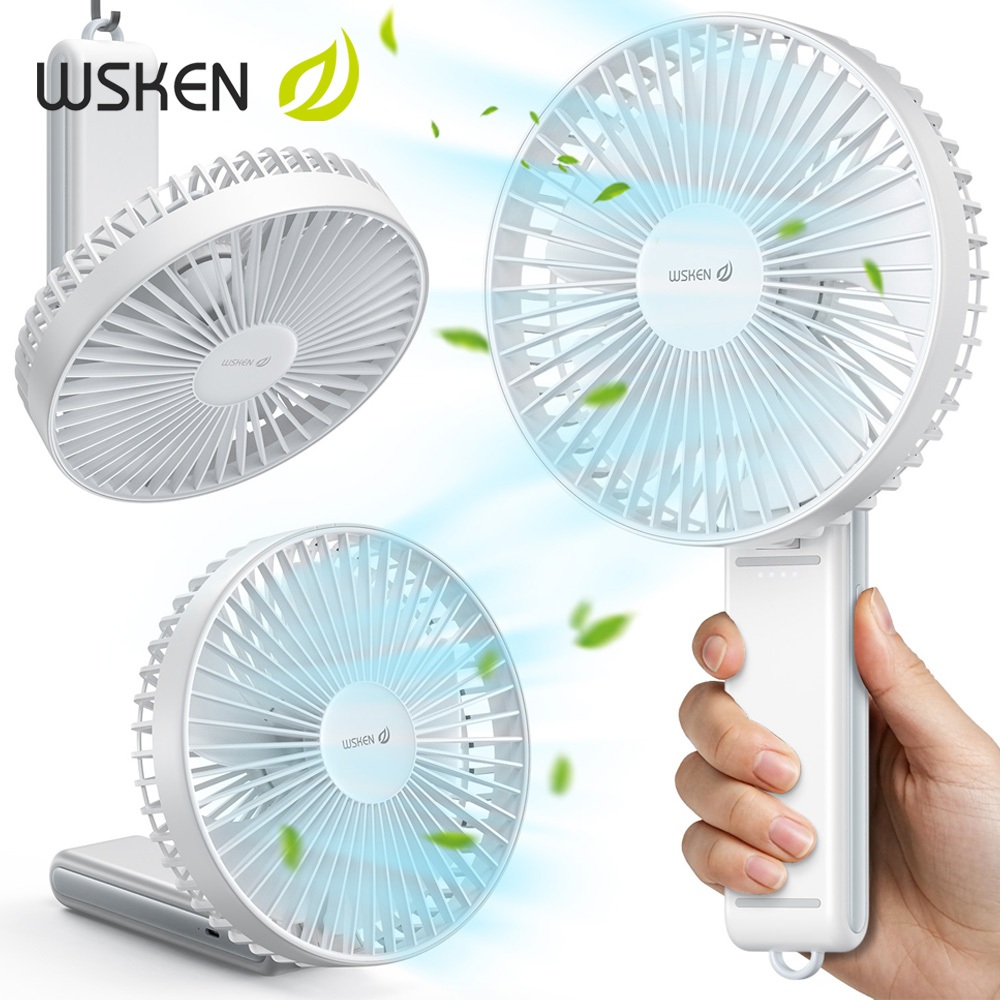 WSKEN พัดลมมือถือแบบพกพา - เงียบเป็นพิเศษ 180° สงกรานต์ กันน้ำ พับได้ เวลาระบายความร้อนสูงสุด 20 ชั่วโมง กลางแจ้ง สํานักงาน