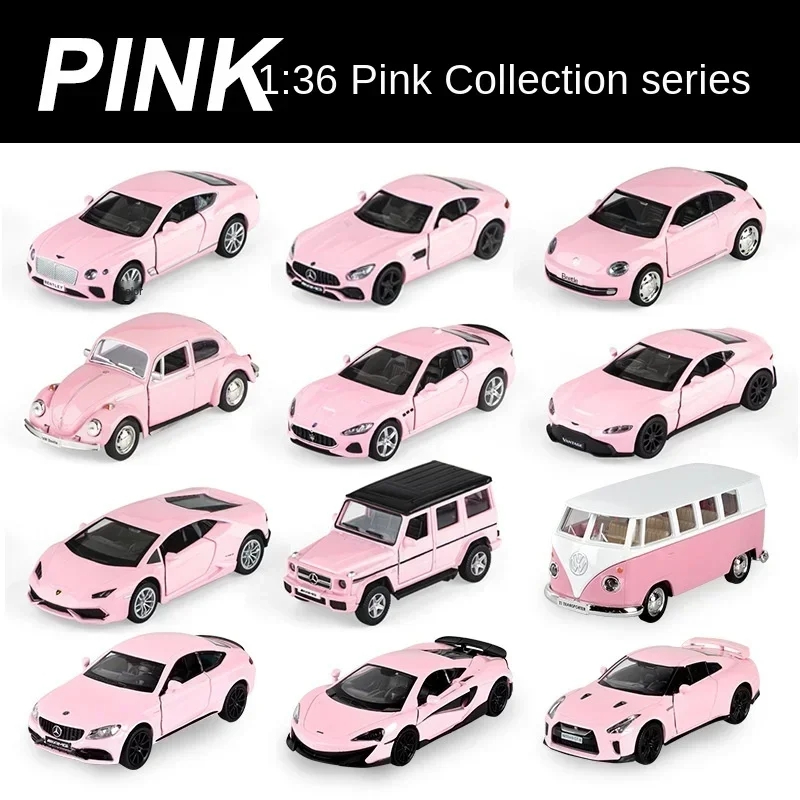 RMZ CITY 1/36 PINK Series จําลอง Die Cast รถรุ่น Diecast โลหะผสมโลหะ Miniature ดึงกลับคอลเลกชันของขวัญสําหรับชายเด็ก