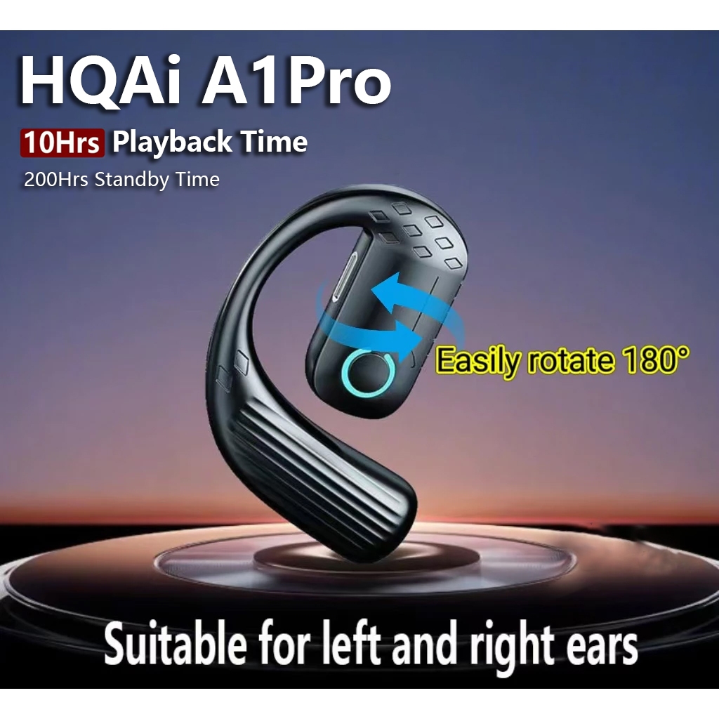 HQAi OWS A1Pro หูฟังหูเดียวสําหรับหูซ้ายและขวาหูฟังบลูทูธไร้สายแบตเตอรี่สูงชุดหูฟังอายุการใช้งานแบตเ