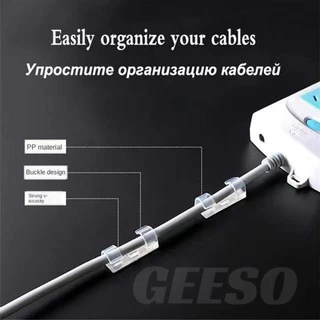 GEESO ราคาขายส่ง 20Pcs Wire Cable Organizer Clip กิ๊บสายไฟ ตัวล็อค เก็บสายไฟ เคเบิล ปลั๊กพ่วง ช่วยจัดระเบียบ ใช้งานสะดวกติดง่ายไม่ต้องเจาะผนัง ใช้ได้กับทุกพื้นผิว 免钉理线器