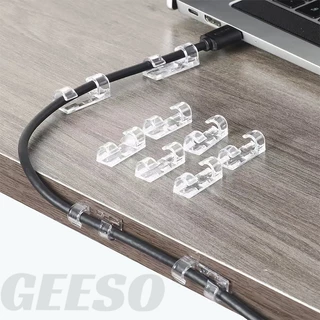 GEESO ราคาขายส่ง 20Pcs Wire Cable Organizer Clip กิ๊บสายไฟ ตัวล็อค เก็บสายไฟ เคเบิล ปลั๊กพ่วง ช่วยจัดระเบียบ ใช้งานสะดวกติดง่ายไม่ต้องเจาะผนัง ใช้ได้กับทุกพื้นผิว 免钉理线器