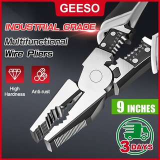 GEESO Electrician Pliers 9 Inches Industrial Grade Multi-function Wire Stripper Cable Cutting Tools Cutter 多功能钢丝钳