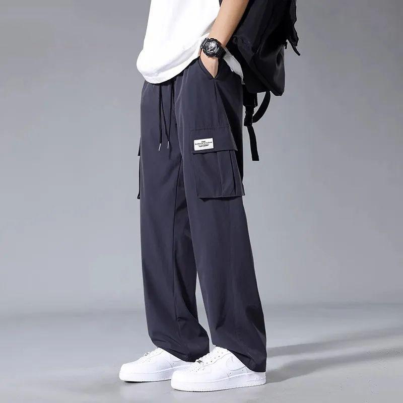 กางเกงผู้ชาย สไตล์เกาหลี ทรงลำลอง หลายกระเป๋า ชุดเอี๊ยมทรงตรง - รูปที่ 7