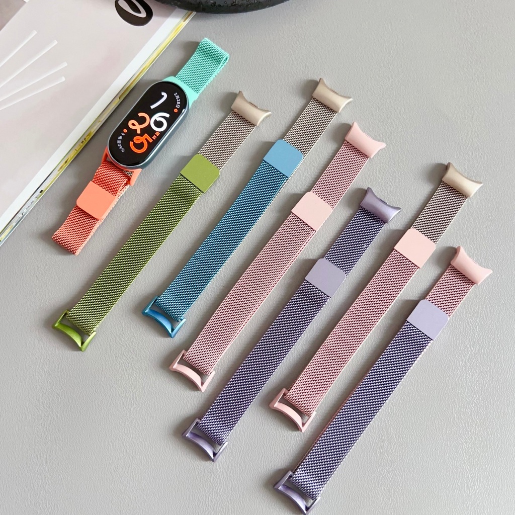 สแตนเลส Milanese สายนาฬิกาสําหรับ mi Band 9 สายโลหะ mi Band 8 สายนาฬิกาสมาร์ท 9 สายเปลี่ยน mi Band 8