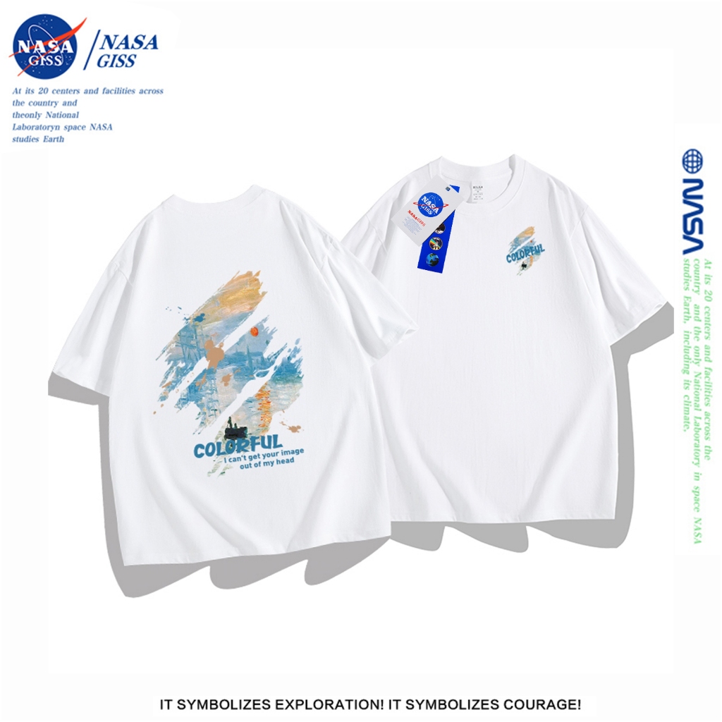 NASA เสื้อผู้ชายผู้หญิง สายเกาหลี 2025เสื้อ summer คุณสมบัติพพิมพ์ลายสองด้าน ผ้า