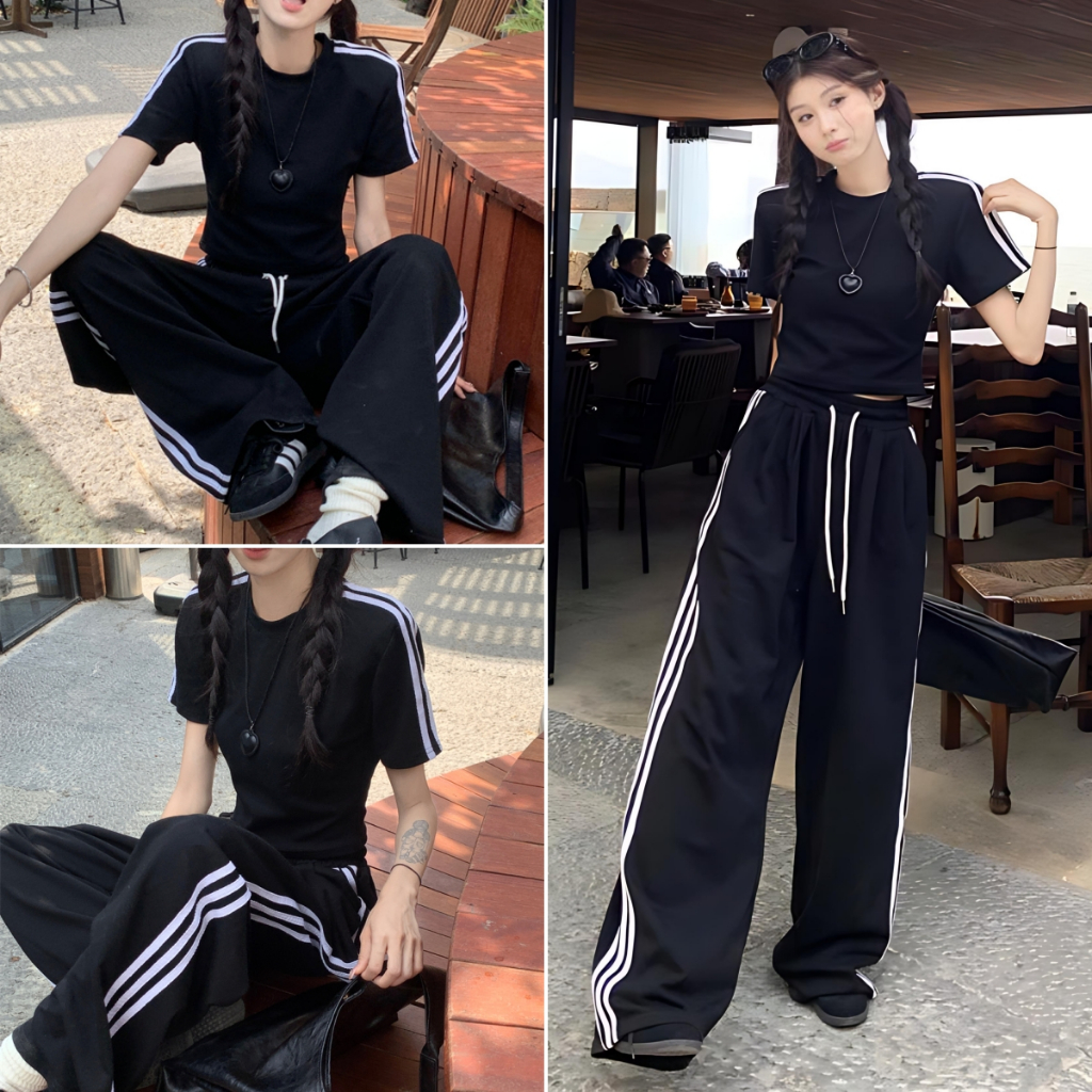 Betty house🌸พร้อมส่ง ชุดเซต 2 ชิ้นผู้หญิงแฟชั่น ชุดเสื้อยืดและกางเกงขายาว สวมใส่ทุกวัน สวมใส่ได้ในการทำงาน