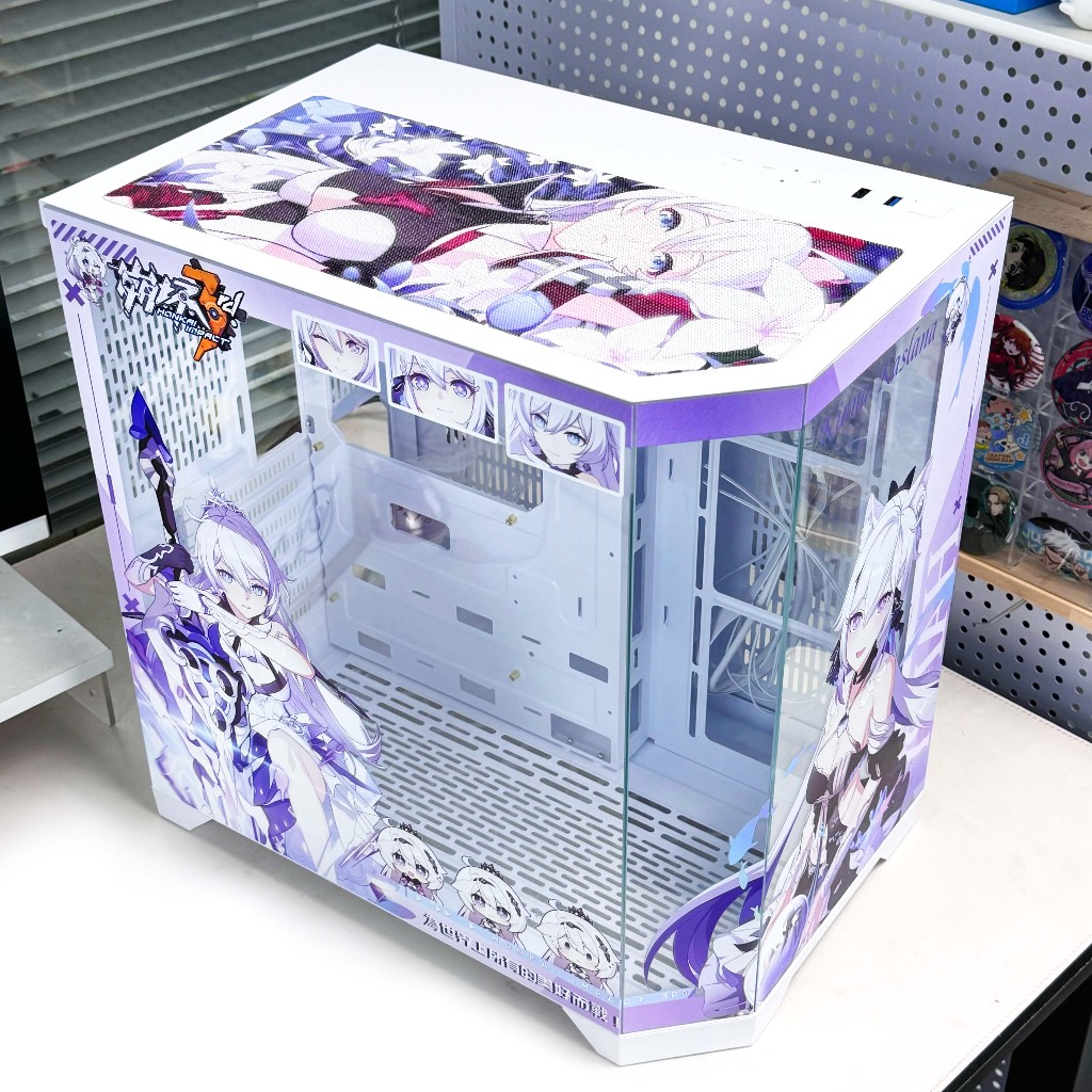 ยุบ 3rd Kiana Kuromi Aniya Animation เคสคอมพิวเตอร์กระจกสองด้าน Dreamer กระจกนิรภัยขนาดกลาง M-ATX กรณีเกมแอนิเมชั่นรองรับ 360 เคสคอมพิวเตอร์ระบายความร้อนด้วยน้ํา