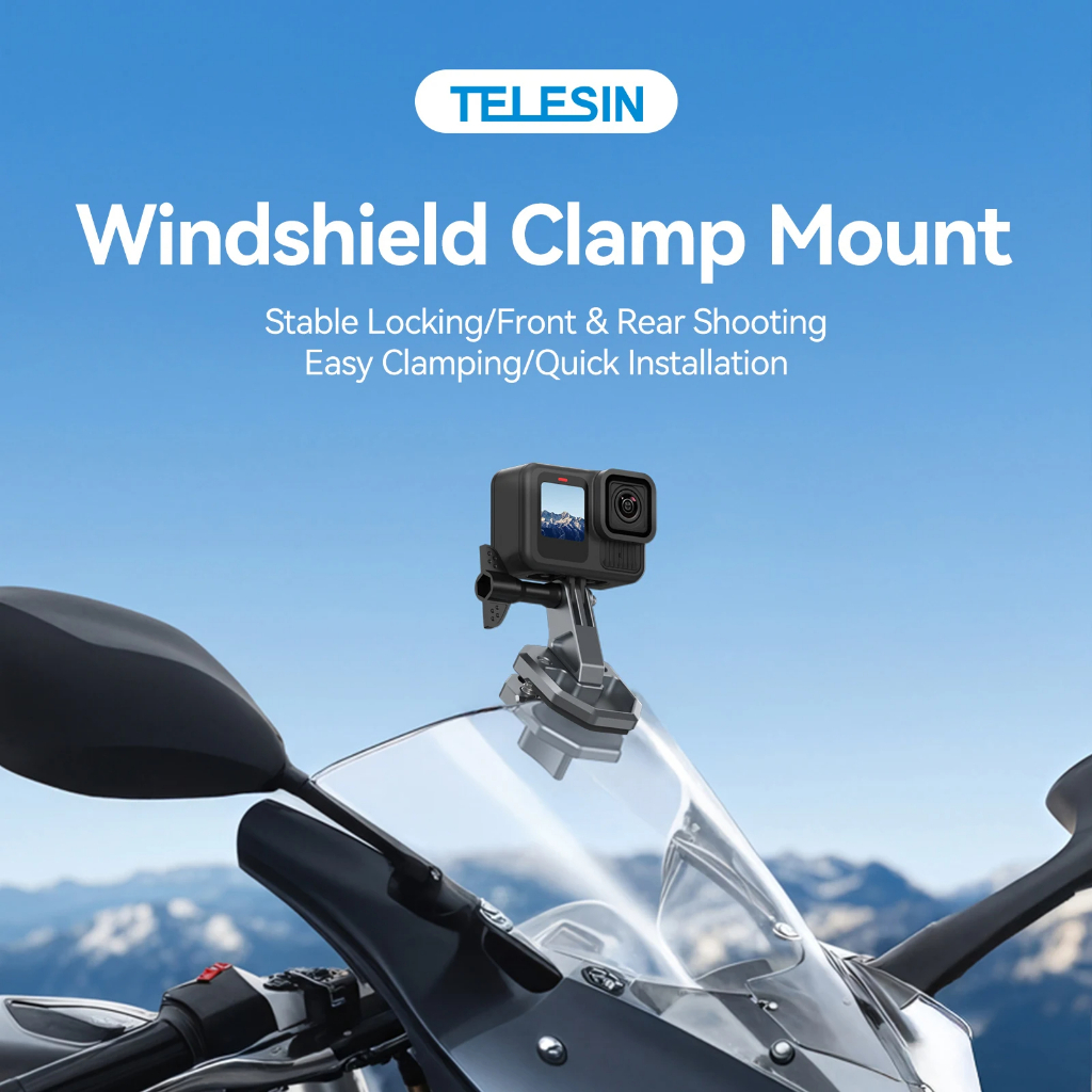 TELESIN Action กล้องรถจักรยานยนต์กระจก Clamp Mount สําหรับ Gopro Insta360 DJI Action กล้องอุปกรณ์เสริม POV ยิง