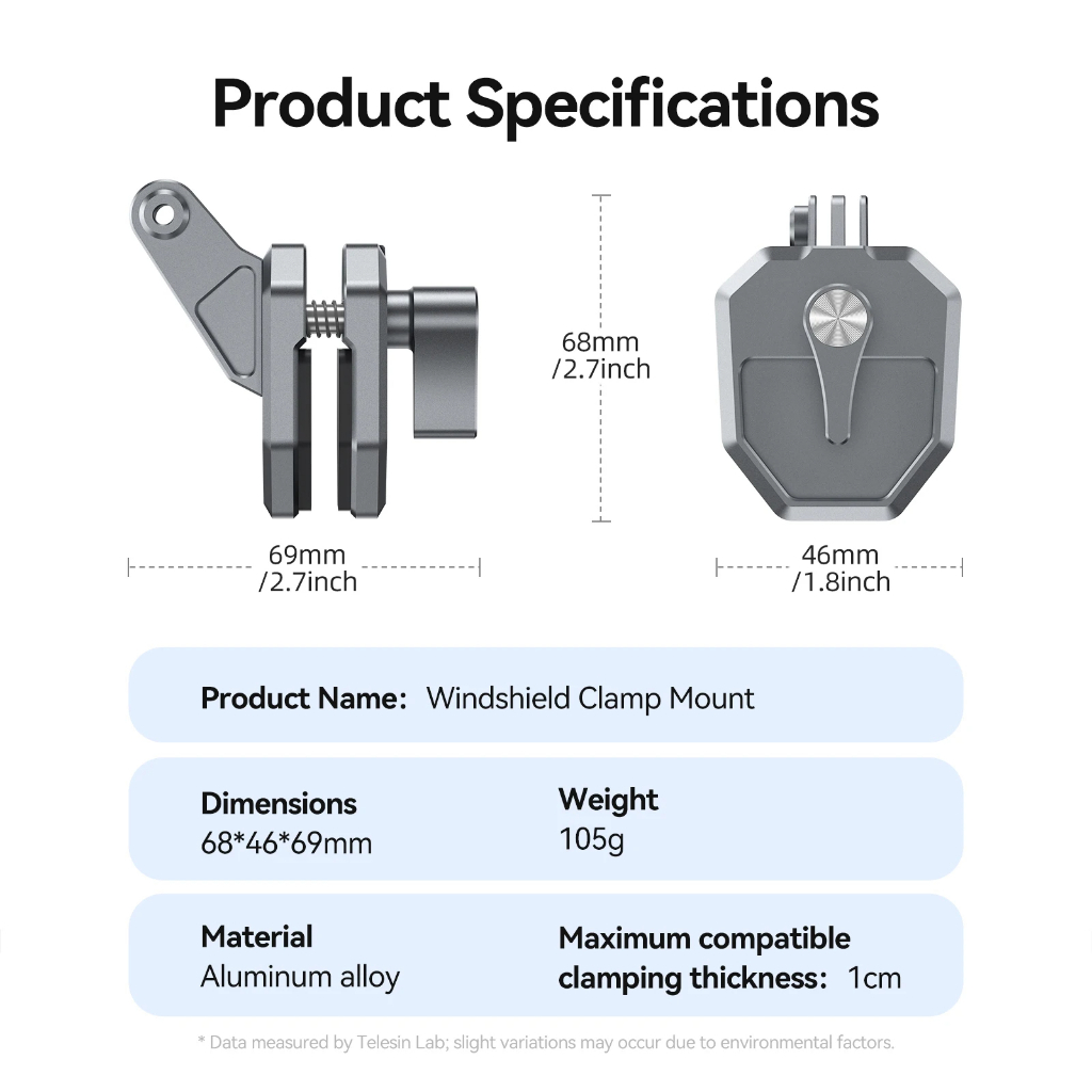 TELESIN Action กล้องรถจักรยานยนต์กระจก Clamp Mount สําหรับ Gopro Insta360 DJI Action กล้องอุปกรณ์เสริม POV ยิง