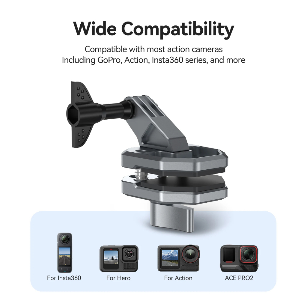 TELESIN Action กล้องรถจักรยานยนต์กระจก Clamp Mount สําหรับ Gopro Insta360 DJI Action กล้องอุปกรณ์เสริม POV ยิง