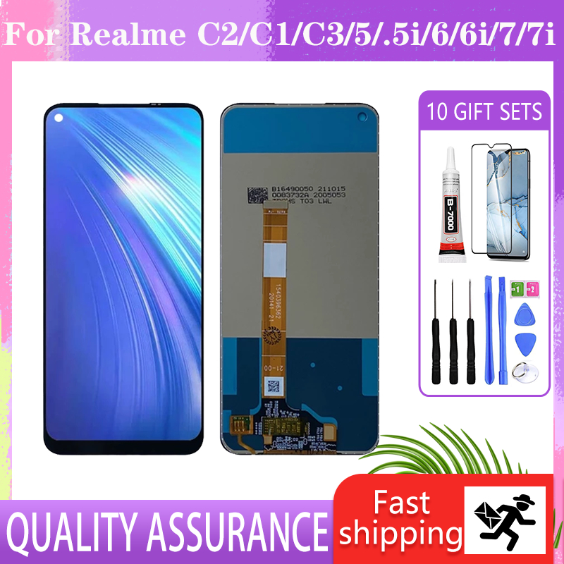 อะไหล่หน้าจอสัมผัส LCD พร้อมกรอบ สําหรับ Realme C2 C1 C3 5i 6i REALME5 5PRO REALME6 6PRO 7 7I C11 C1