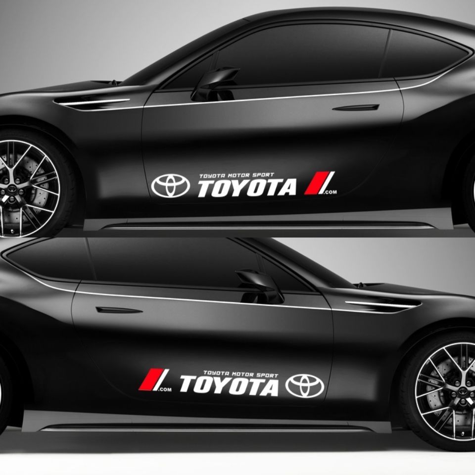 2 ชิ้นประตูรถด้านข้างสติกเกอร์ไวนิลสะท้อนแสง Decal Auto Body Captivation ตกแต่งสําหรับ Toyota camry corolla yaris Avanza Coolant Altis Vios Hilux Wish Alphard RAV4