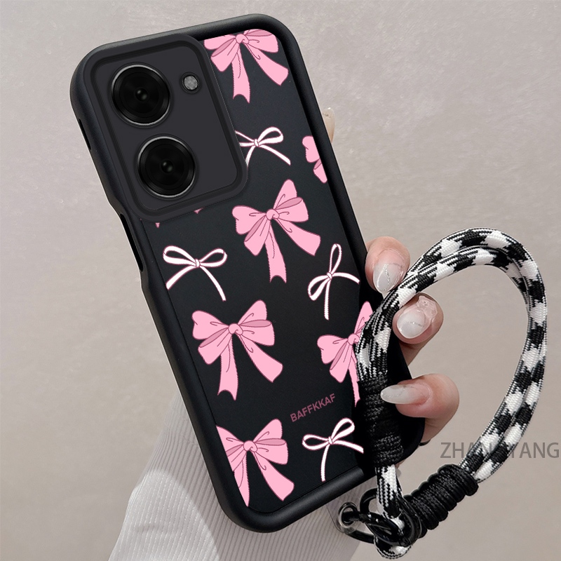 สําหรับ vivo Y36 4G Y36 5G Y27 5G Y03 ซิลิโคน TPU anti drop เคสโทรศัพท์ความงามน่ารักการ์ตูนสีชมพูและสีขาวรูปแบบโบว์ออกแบบใหม่สําหรับสาว