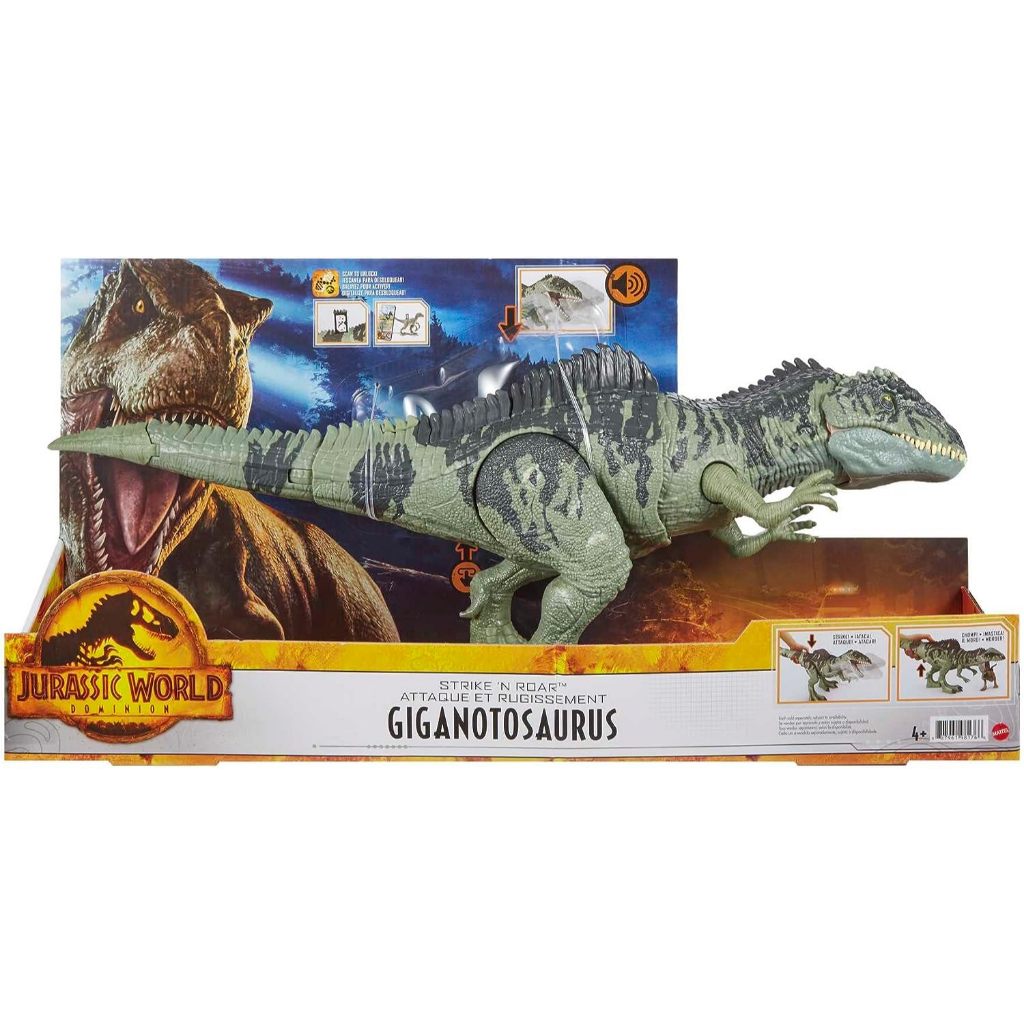 Jurassic World Dominion Strike N Roar Giganotosaurus ไดโนเสาร์ Action Figure ของเล่น GYC94
