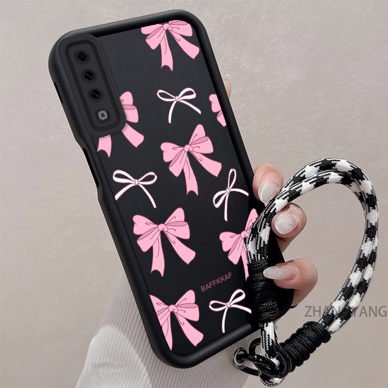 SAMSUNG สําหรับSamsung A7 2018 A50 A50s A30s A70 A750 ซิลิโคนTPU anti DROPเคสโทรศัพท์ความงามน่ารักการ์ตูนสีชมพูและสีขาวโบว์รูปแบบออกแบบใหม่สําหรับสาว