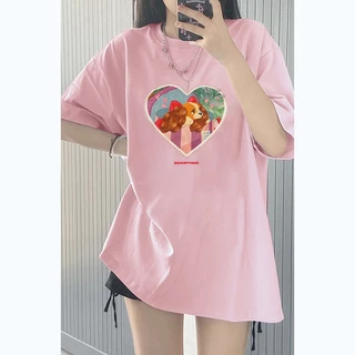 ✨แฟชั่นสไตล์เกาหลี✨เสื้อยืดลายสุนัขน่ารัก🐶เสื้อผ้าคอตตอนทรงโอเวอร์ไซซ์สำหรับผู้หญิงในฤดูร้อนขนาดใหญ่รุ่นYG507