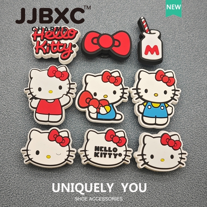 JJBXC ตัวติดรองเท้า charm การ์ตูนสีฟ้า สีแดง น่ารัก แฟชั่น DIY สำหรับเด็กและผู้ใหญ่ อุปกรณ์ตกแต่งรองเท้า