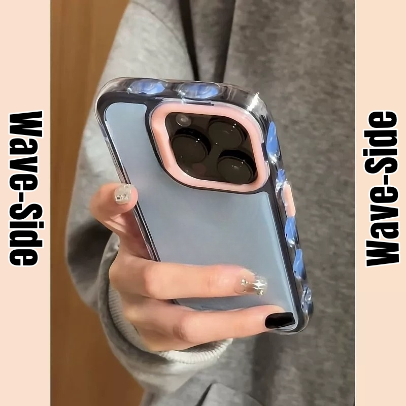 【Wave-side series/Blue】เคส compatible for iPhone 13 14 15 16 pro max case