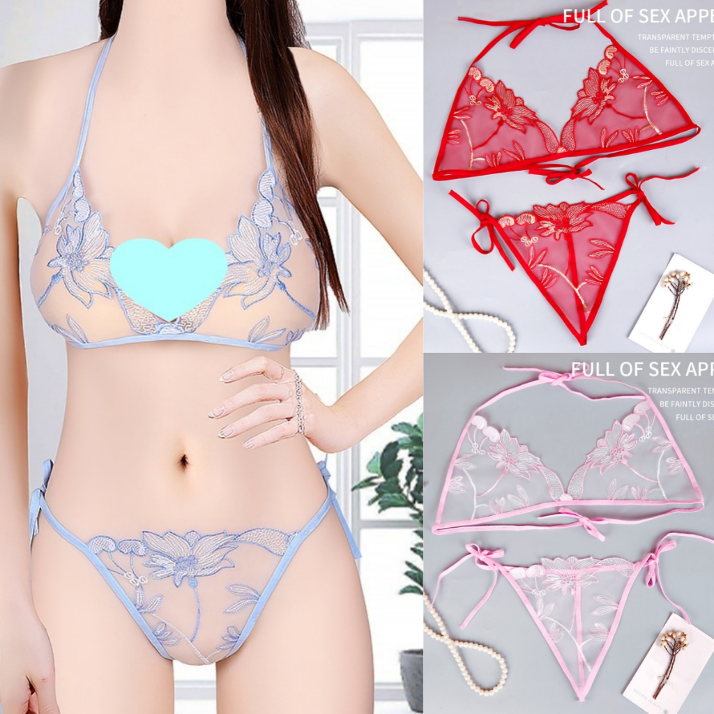 สุภาพสตรีหรูหราเซ็กซี่น้ําหนักเบากางเกง Bra Lace-Up Breathable ปักลูกไม้ชุด - รูปที่ 5