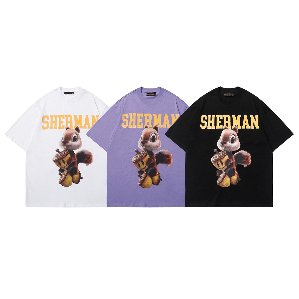 Street Wear DREW HOUSE Smiley High Street Loose Squirrel เสื้อยืดแขนสั้น Unisex