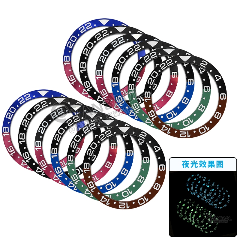 อุปกรณ์เสริมนาฬิกา ปรับให้เข้ากับ GMT Bezel เซรามิค Beveled Night Aperture ปาก 38 * 30.7 มม.