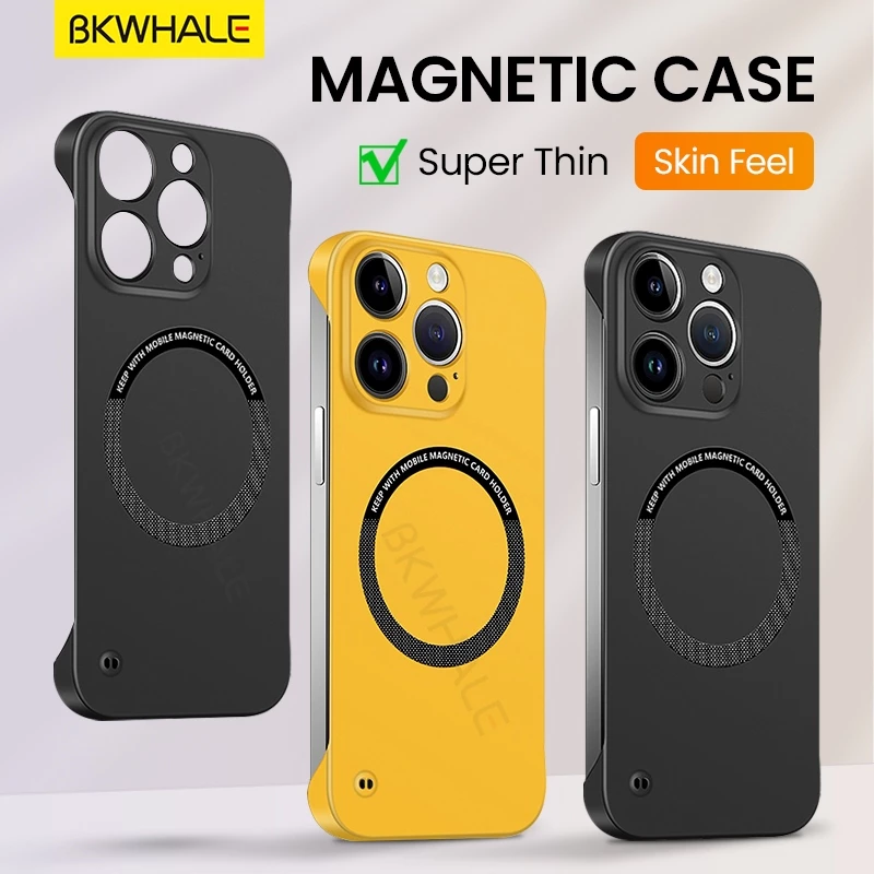 BKWHALE เคสโทรศัพท์แม่เหล็กสําหรับiPhone 16 Pro Max 17 Pro Max 15 Pro Max 14 Pro Max 16 Plus 13 Pro Max 12 Pro Max Superบางไร้ขอบปกหลังกันกระแทกปลอก
