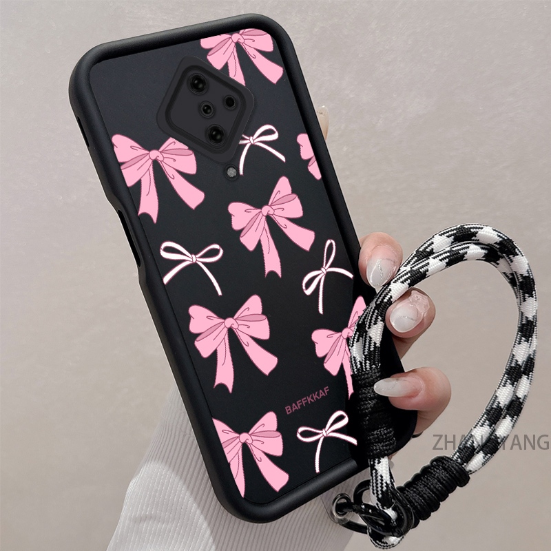 เคสสําหรับ vivo S1 Pro ซิลิโคน TPU เคสโทรศัพท์ป้องกันการตกความงามการ์ตูนน่ารักรูปแบบโบว์สีชมพูและสีขาวดีไซน์ใหม่สําหรับสาว