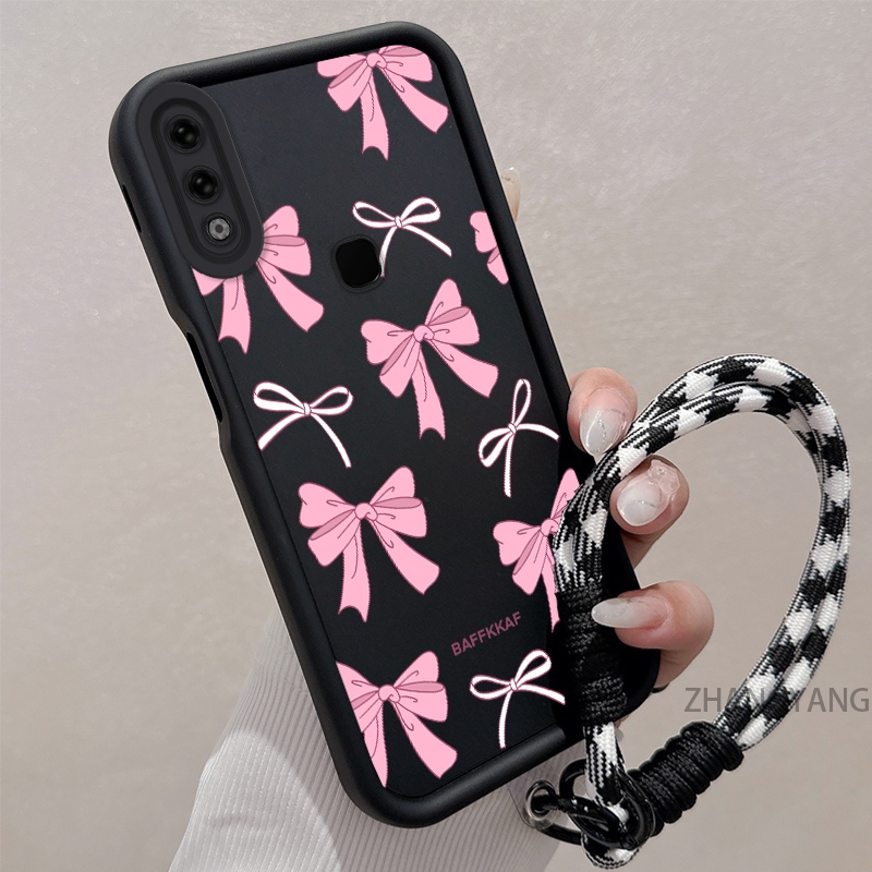 สําหรับ vivo Y85 v9 y91 y95 ซิลิโคน TPU anti drop เคสโทรศัพท์ความงามน่ารักการ์ตูนสีชมพูและสีขาวรูปแบบโบว์ออกแบบใหม่สําหรับสาว