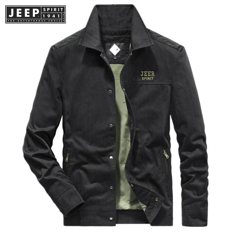 JEEP SPIRIT 1941 ESTD ฤดูใบไม้ผลิและฤดูใบไม้ร่วงผ้าฝ้ายแท้อเมริกันเสื้อผ้าผู้ชายวัยกลางคนสบายๆ - รูปที่ 2
