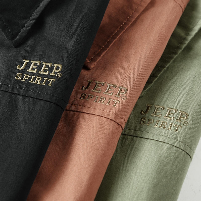 JEEP SPIRIT 1941 ESTD ฤดูใบไม้ผลิและฤดูใบไม้ร่วงผ้าฝ้ายแท้อเมริกันเสื้อผ้าผู้ชายวัยกลางคนสบายๆ - รูปที่ 6