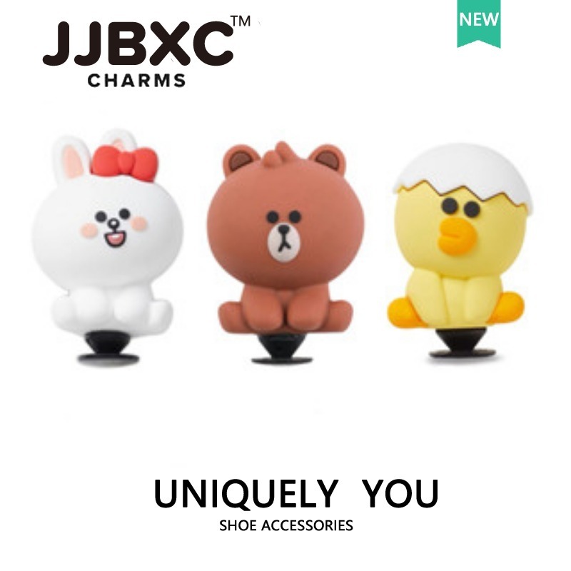 JJBXC ตัวติดรองเท้า charm หัวเข็มขัดรองเท้าลายการ์ตูน 3D กระต่าย สำหรับตกแต่งแฟชั่น อุปกรณ์ตกแต่งรองเท้า