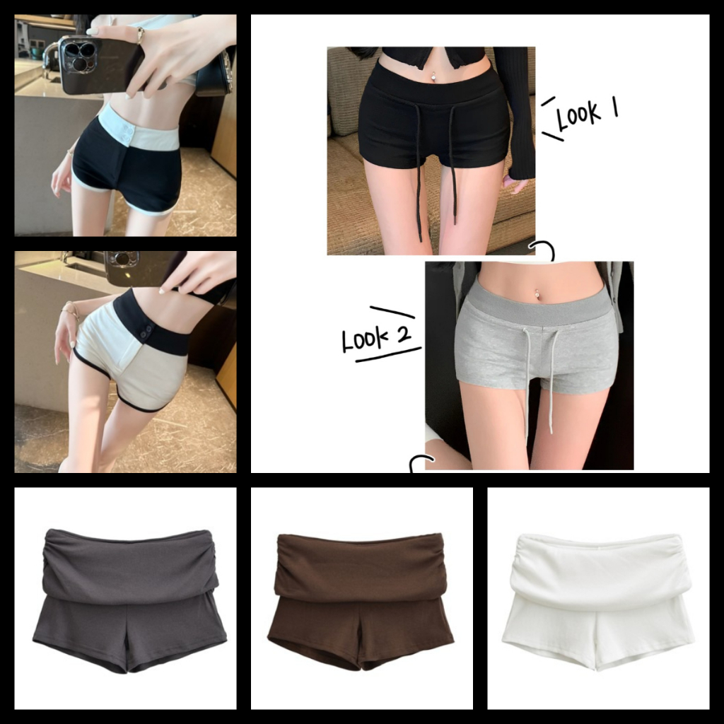 SELL Best กางเกงขาสั้นลําลองเอวต่ําผู้หญิงฤดูร้อนลําลองสายรัดกางเกงเลกกิ้ง ~