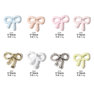 Rou Bao 20 ชิ้นเล็บ Mini Alloy Bow ครีมที่มีสีสัน Hollow Girly เล็บ Art DIY Charms ตกแต่ง