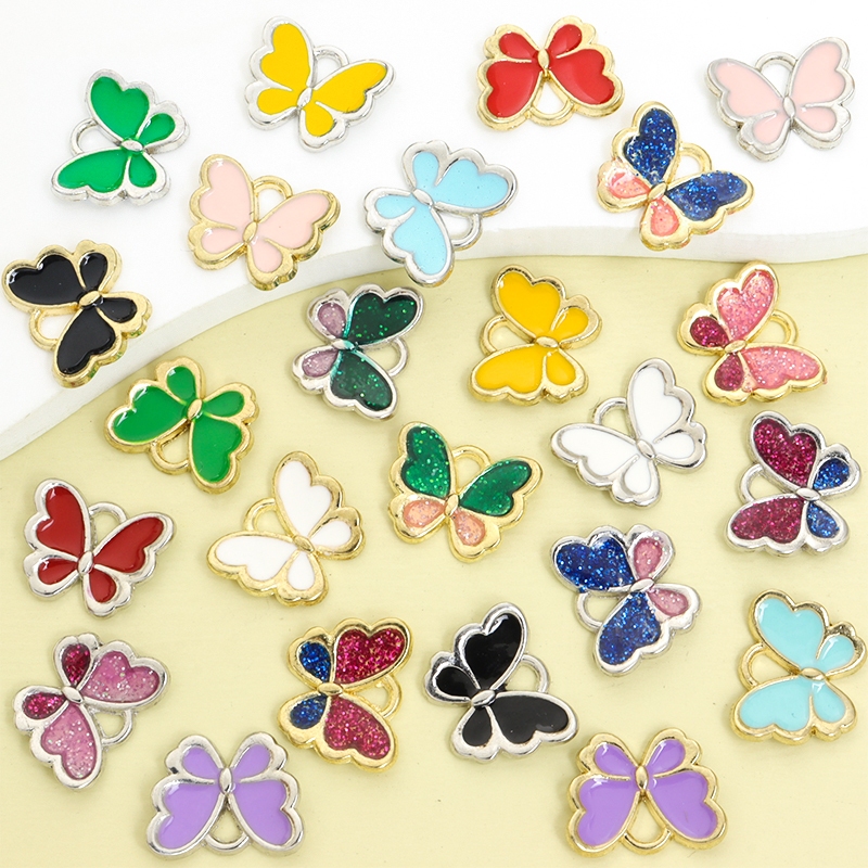 10ชิ้น มีชีวิตชีวา สีสันผีเสื้อเสน่ห์ฤดูใบไม้ผลิฤดูร้อนแฟชั่นสร้อยคอ,สร้อยข้อมือ,ต่างหู,พวงกุญแจ,โทรศัพท์โซ่และแขวนอื่นๆตกแต่งทําเองผีเสื้อรูปอุ