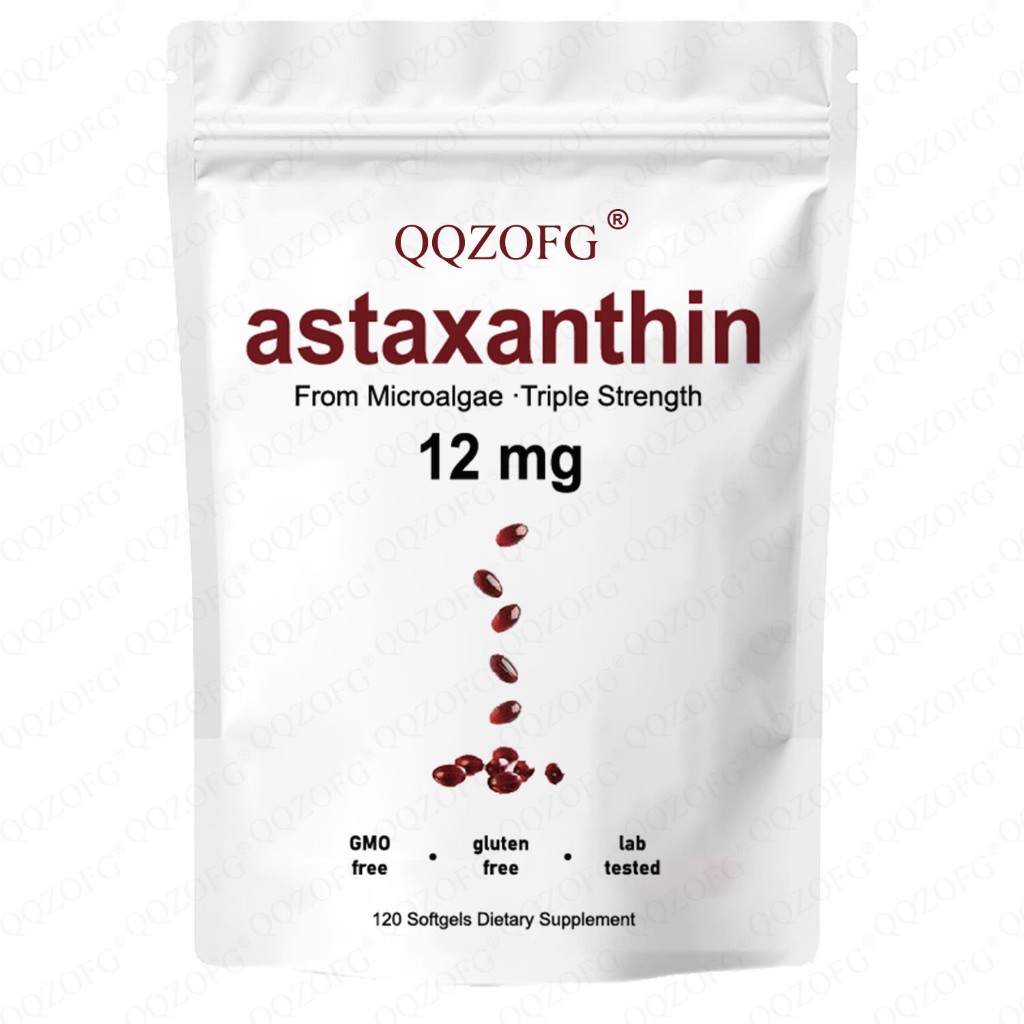 Microalgae Extract Triple Strength Astaxanthin ผลิตภัณฑ์เสริมอาหาร 12 มก. - 120 ซอฟท์เจล - บรรจุภัณฑ์ที่เป็นมิตรกับสิ่งแวดล้อม