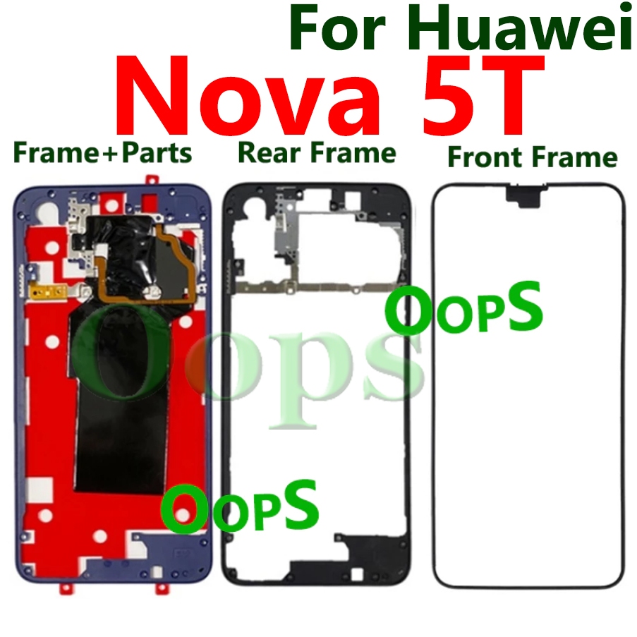 กรอบกลางสําหรับ Huawei Nova 5T โทรศัพท์ LCD รองรับแผ่นด้านหลังกรอบกลางกลางฝาครอบที่อยู่อาศัย Bezel