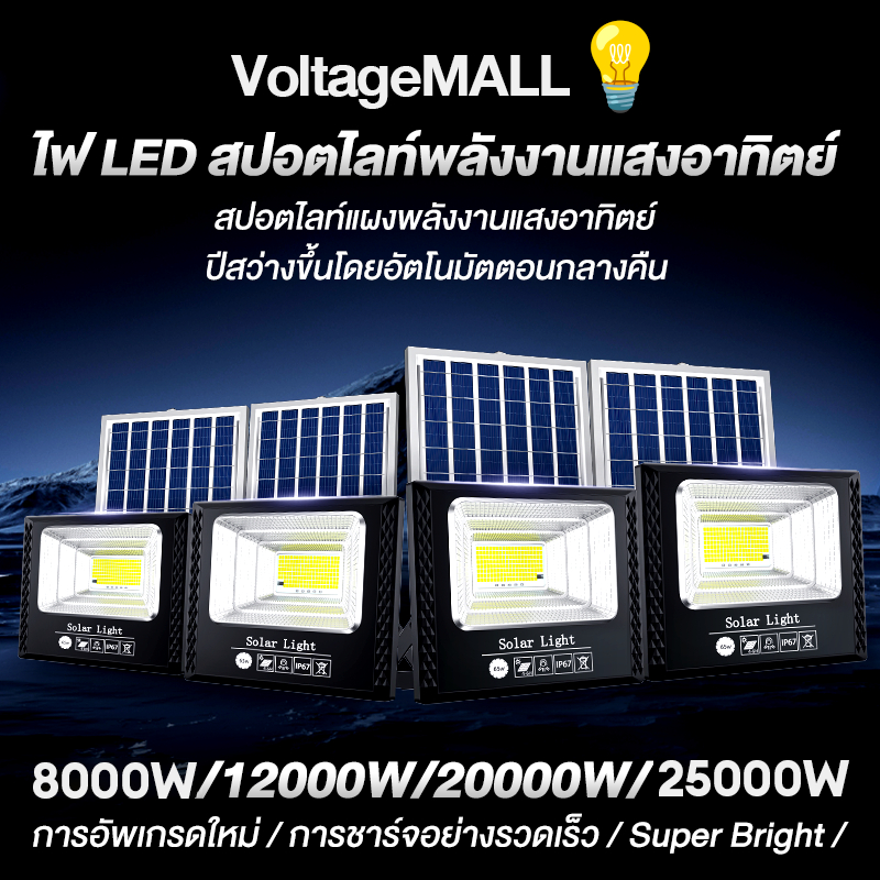 🔥ส่งจากไทย🔥ไฟโซล่าเซลล์ โซล่าเซลล์ 40000W ไฟสปอตไลท์ กันน้ำกลางแจ้ง สว่างอัตโนมัติเมื่อฟ้ามืด