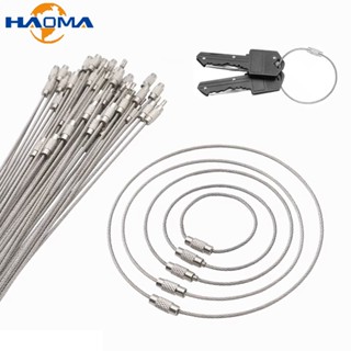 5/10/20ชิ้นสแตนเลสลวดพวงกุญแจแหวนที่สําคัญพวงกุญแจวงกลมเชือก…