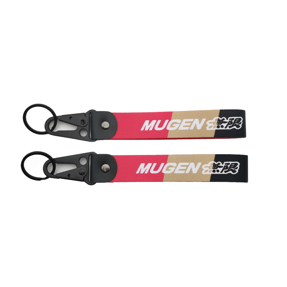 JDM พวงกุญแจ MUGEN พวงกุญแจไนลอนแท็กกุญแจเหล็กสปริงคลิปรถรถจักรยานยนต์พวงกุญแจอุปกรณ์เสริม