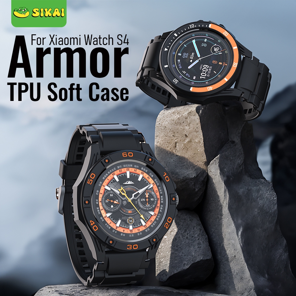 Sikai PC Armor Hard Case สําหรับ Xiaomi Watch S4 กีฬาป้องกันกรณีน้ําหนักเบาทนทานกรณีกันชนกรอบ TPU Ba