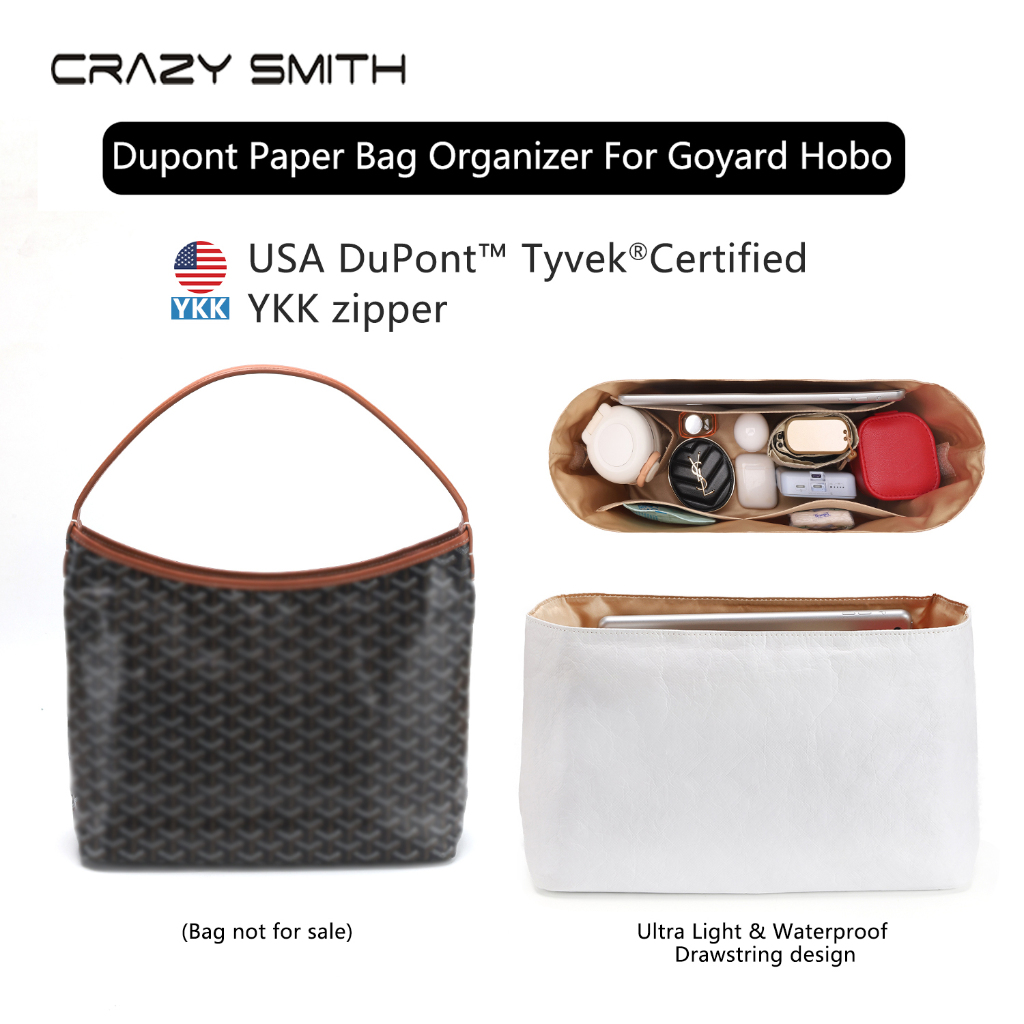 CRAZYSMITH ที่จัดระเบียบถุงกระดาษ DuPont สำหรับกระเป๋าถือ Hobo ช่องใส่ถุงด้านใน น้ำหนักเบา กระชับสัดส่วน