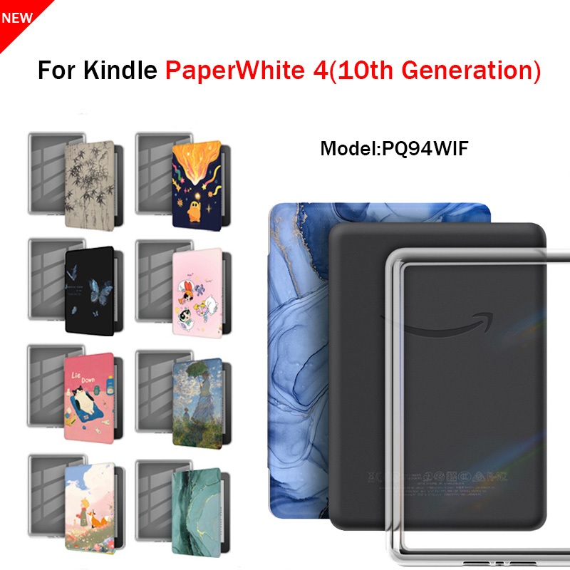 สําหรับ Kindle PaperWhite 4 (10th) 6.0 eBook PQ94WIF รูปแบบแฟชั่นกลับอะคริลิคใส E-Reader Case