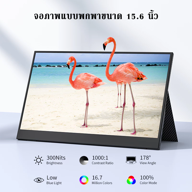Beex 15.6" จอมอนิเตอร์พกพา  Ips Full HD 1920*1080P 100% sRGB Portable Monitor พร้อมลำโพงรองรับสาย HDMI Type-C เข้ากันได้กับแล็ปท็อปรวมถึงสมาร์ทโฟน Ps4 Ps5 Xbox thumbnail 3