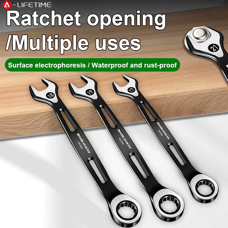 Combination แหวนประแจวงล้อสั่น Quick Ratchet เปิดและแหวน End Spanners ซ่อมบํารุงรักษาเครื่องมือ Chrome Vanadium Steel