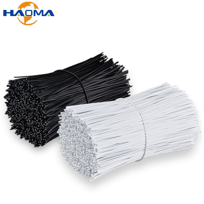 50-200 ชิ้นสีดําสีขาวพลาสติกเคลือบลวดเหล็ก Twists Ties Cable Ties Organizer ยาว 80 มม. 100 มม.150 มม.