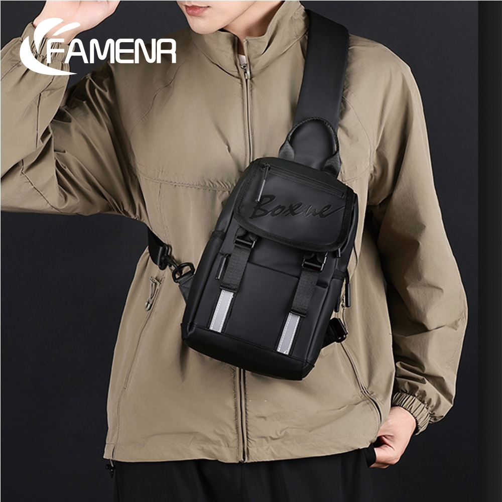 Famenr【พร้อมส่ง】กระเป๋าคาดอก กระเป๋าสะพายไหล่ กันน้ํา สไตล์นักธุรกิจ สําหรับผู้ชาย