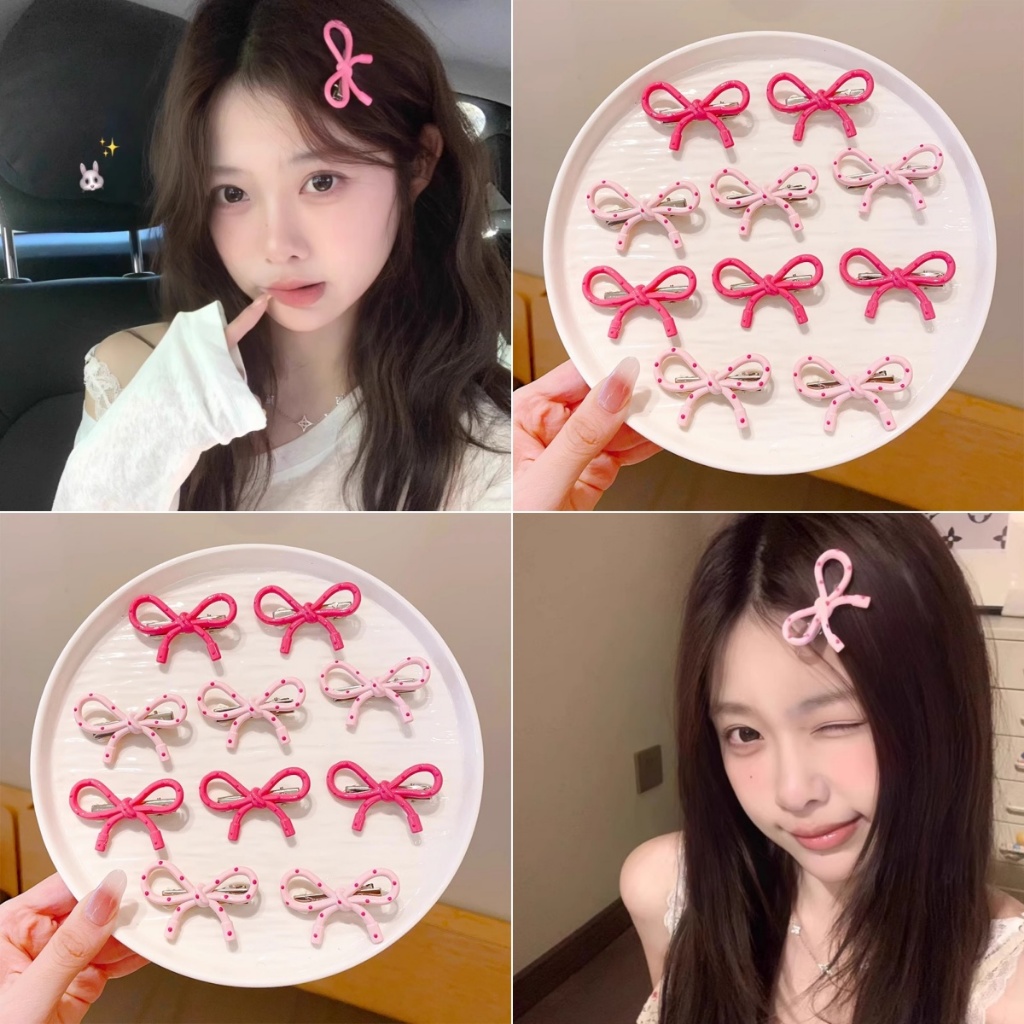 เกาหลี Simple Polka Dot คลิป Duckbill ins Simple All-Match Bangs ด้านข้างคลิป